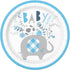 Floral Elephants Blue Large Paper Plates 23cm (9") 8pk Baby Shower 78395 - Party Owls