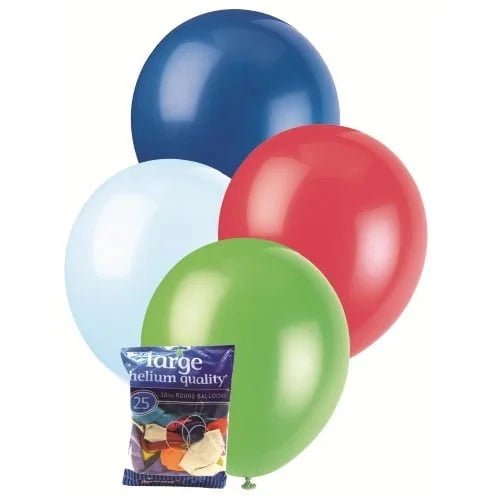 Multi-colour Solid Colour Latex Balloons 30cm (12") 25pk MFBD-2520 - Party Owls