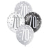 Black Silver White 70th Birthday Latex Balloons 30cm (12") 6pk 83389 - Party Owls