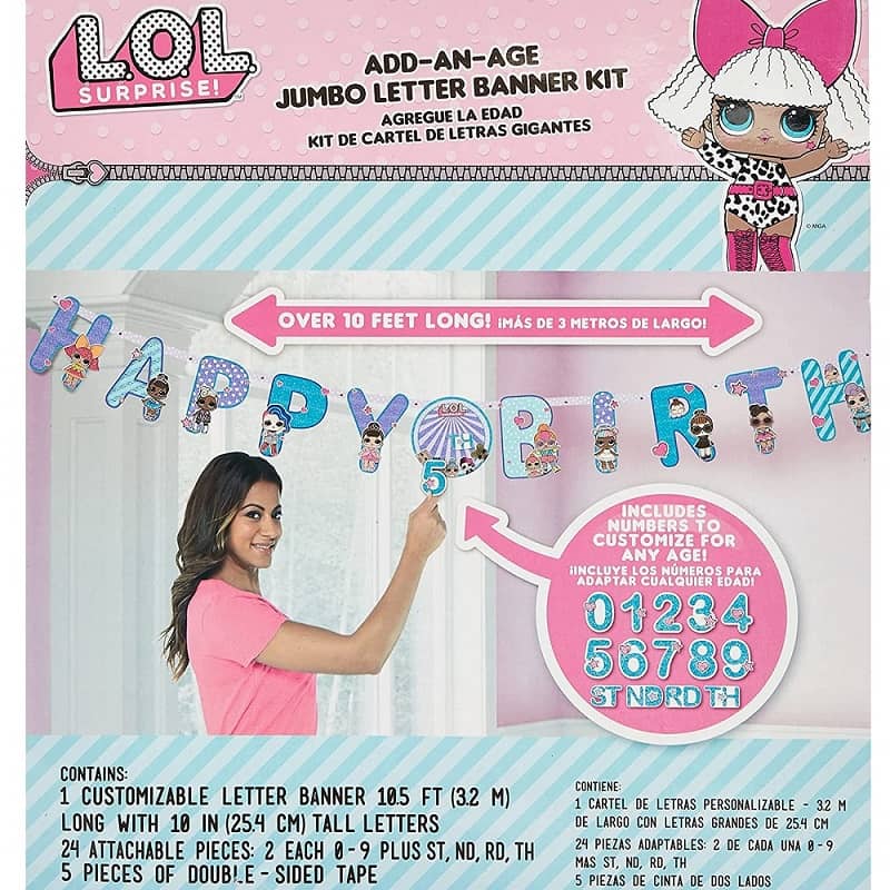LOL Surprise Jumbo Add-An-Age Banner 3.2m Customisable - Party Owls