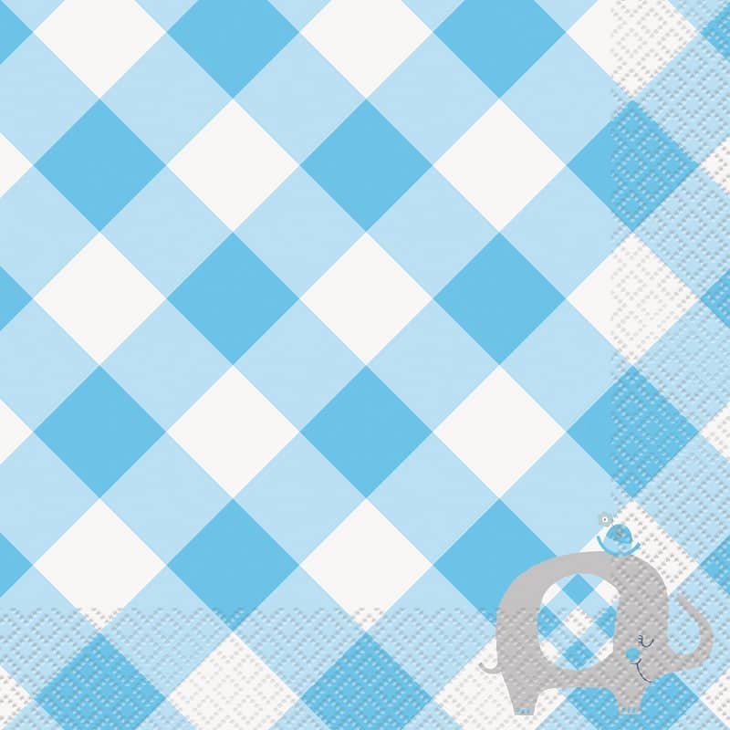 Floral Elephants Baby Shower Blue Lunch Napkins 16pk Serviettes  78392 - Party Owls