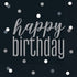 Black And Silver Happy Birthday Lunch Napkins 16pk Serviettes 83582 - Party Owls