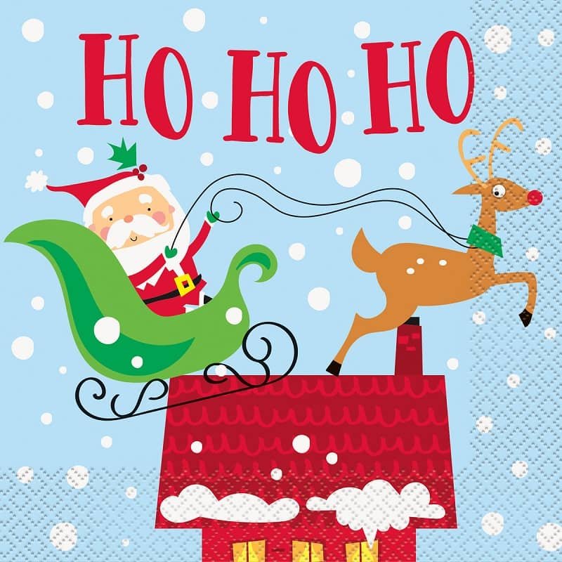 Christmas Colourful Santa Lunch Napkins 16pk Serviettes  72862 - Party Owls