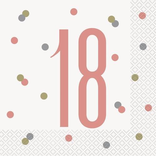 Rose Gold 18th Birthday Lunch Napkins 16pk 84880 - Party Owls