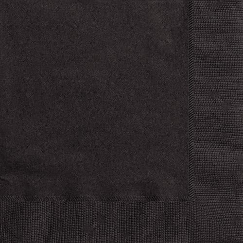 Black Solid Colour Lunch Napkins 20pk Serviettes - Party Owls