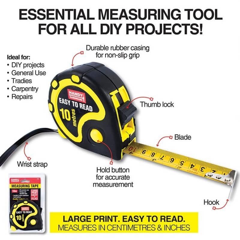 Measuring Tape 10M Heavy Duty Centimetres Inches 73801 - Party Owls