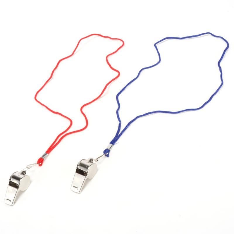 Metal Whistles 2pk With Red And Blue Cord 242429 - Party Owls