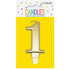 Metallic Gold Numeral Candle "1" With Holder - Party Owls