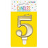 Metallic Gold Numeral Candle "5" With Holder - Party Owls
