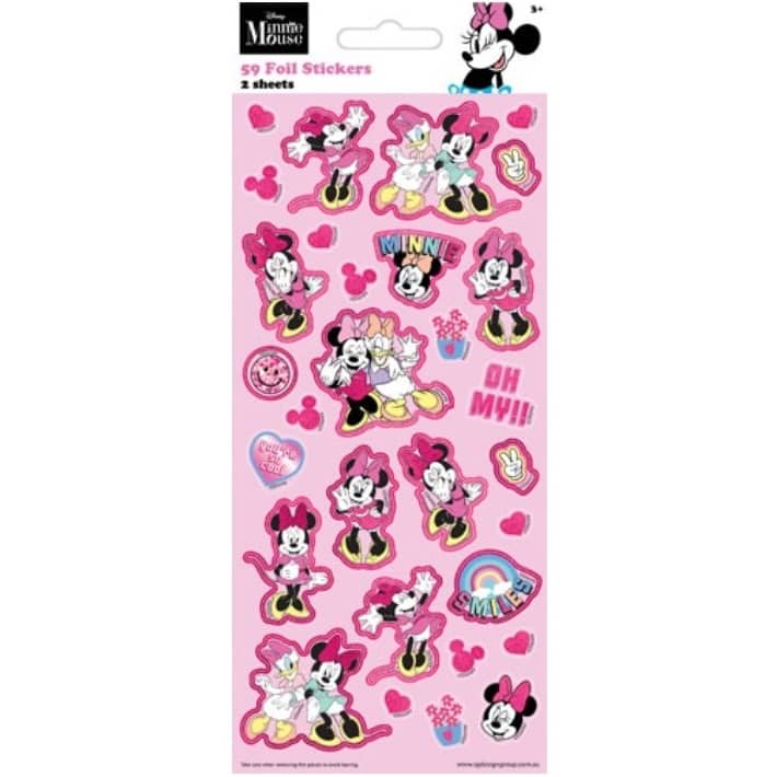 Miny Sticker Minnie Mouse Sticker Sheets 59pk (2 Sheets) Party Favours - Party Owls
