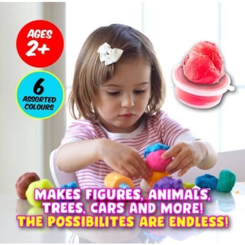 Modelling Clay 6pk Assorted Colours Air Dry Party Favour 234196 - Party Owls
