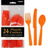 Orange Solid Colour Assorted Cutlery 24pk 3234 - Party Owls