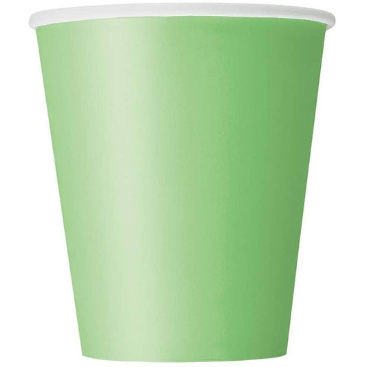 Lime Green Solid Colour Paper Cups 8pk - Party Owls