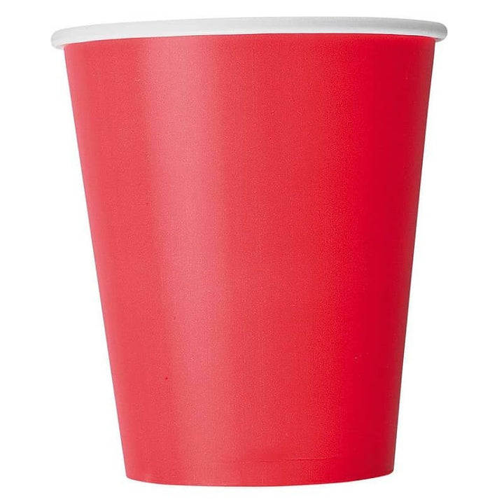Ruby Red Solid Colour Paper Cups 8pk - Party Owls