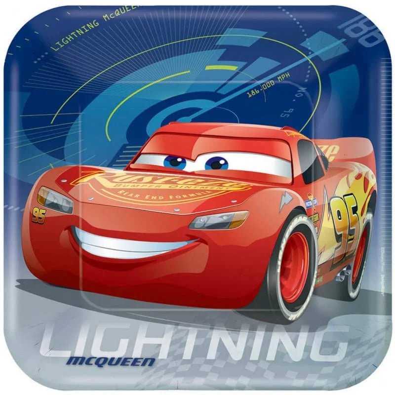 Paper Plates 23CM 8pk Disney Cars Square 551763 - Party Owls