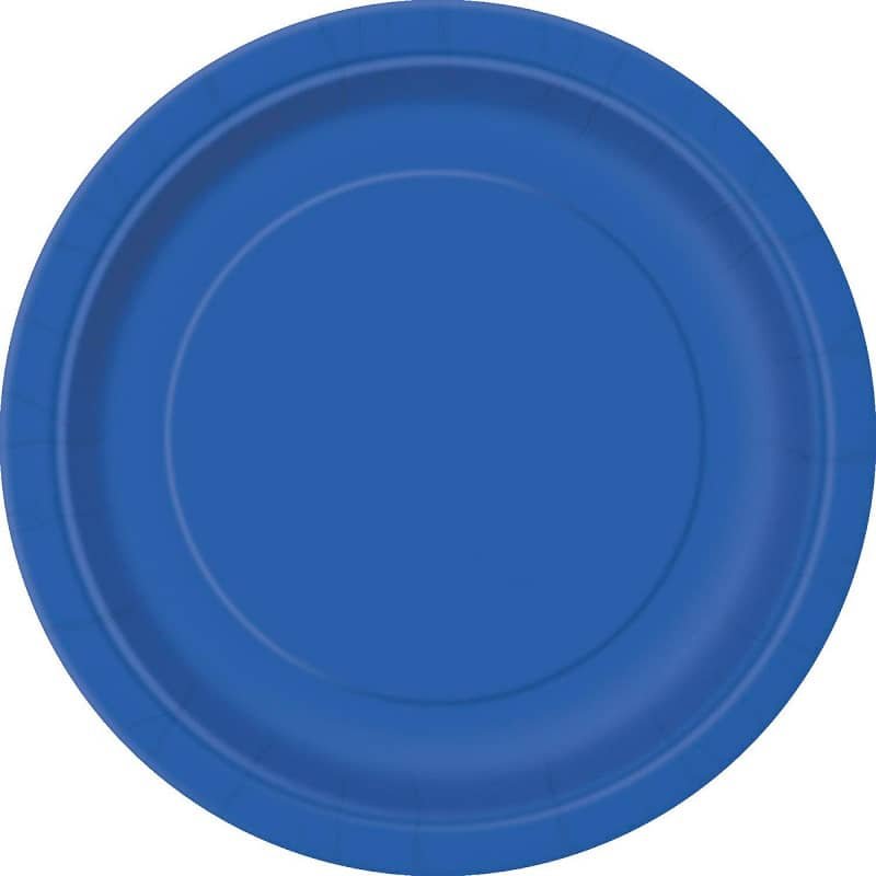 Royal Blue Large Round Paper Plates 23cm (9") 8pk Solid Colour 31465 - Party Owls