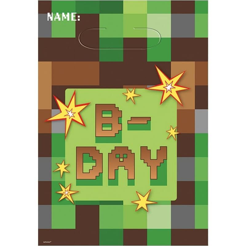 TNT Minecraft Style Plastic Party Bags 8pk 371778 - Party Owls