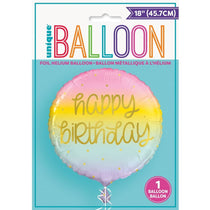 Pastel Rainbow With Gold Happy Birthday Foil Balloon 45CM (18") - Party ...