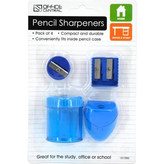 Blue Pencil Sharpeners 4pk (4 Types) - Party Owls