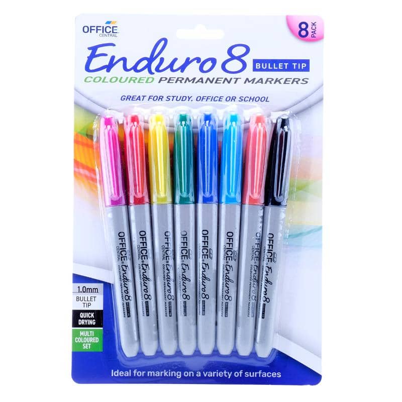 Permanent Markers 8pk Multi-coloured Bullet Tips - Party Owls
