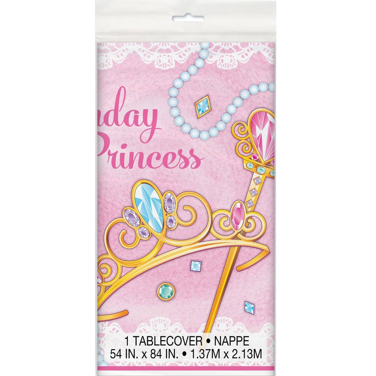 Pink Princess Plastic Table Cover Tablecloth 137cm x 213cm (54" x 84") - Party Owls
