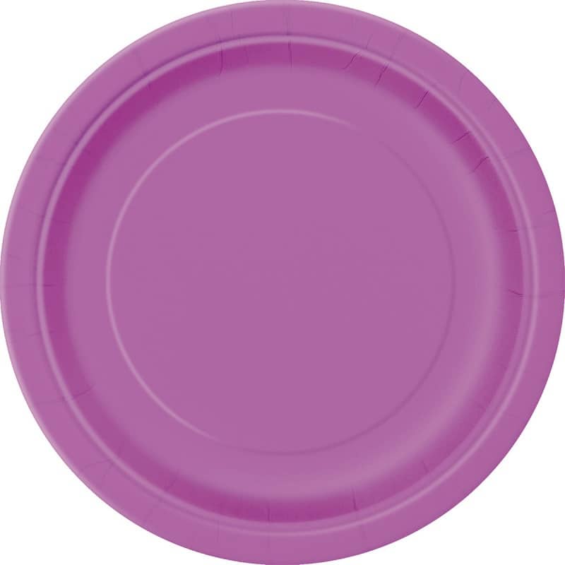Pretty Purple Small Round Paper Plates 18cm (7") 8pk Solid Colour - Party Owls