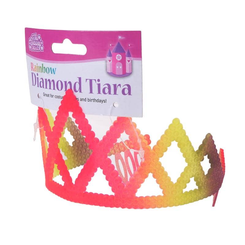Princess Diamond Plastic Tiara 1pc Rainbow Coloured - Party Owls