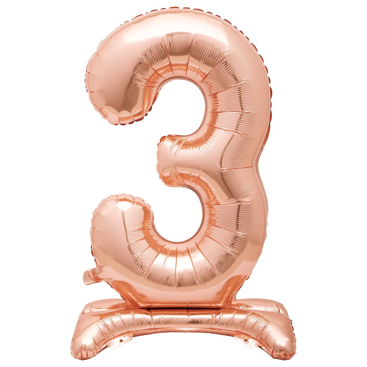 Rose Gold "3" Giant Standing Numeral Foil Balloon 76cm (30") Air Filled Only - Party Owls