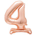 Rose Gold "4" Giant Standing Numeral Foil Balloon 76cm (30") Air Filled Only - Party Owls