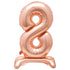 Rose Gold "8" Giant Standing Numeral Foil Balloon 76cm (30") Air Filled Only - Party Owls