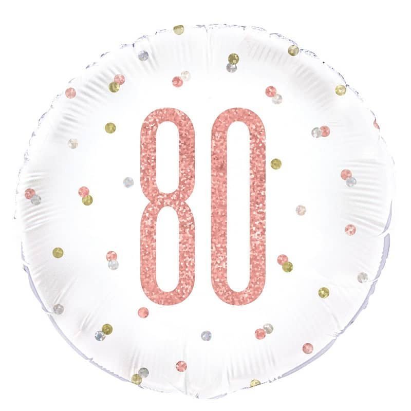 Rose Gold 80th Birthday Foil Prismatic Balloon 45CM (18") - Party Owls