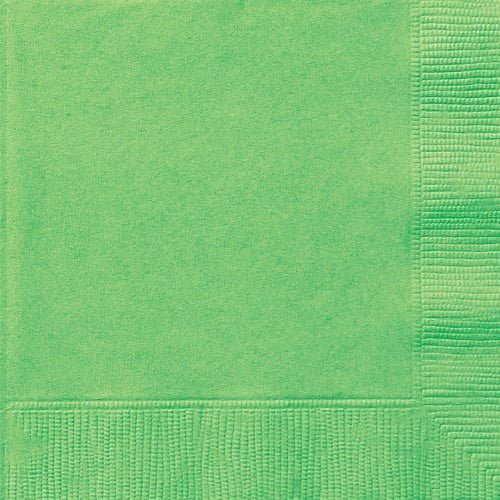 Lime Green Solid Colour Beverage Napkins 20pk Serviettes - Party Owls