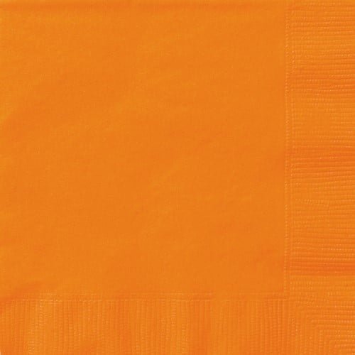 Orange Solid Colour Beverage Napkins 20pk Serviettes - Party Owls