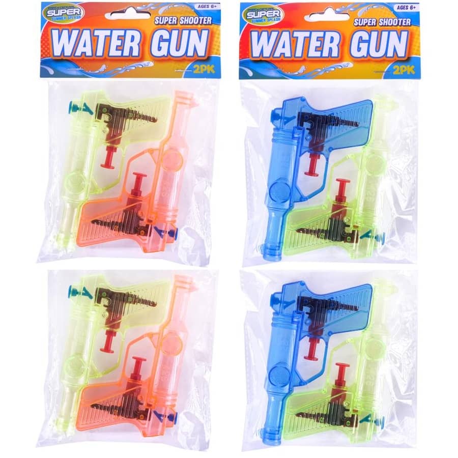 Small Water Guns 8pk Pistols Yellow Green Red Blue - Party Owls