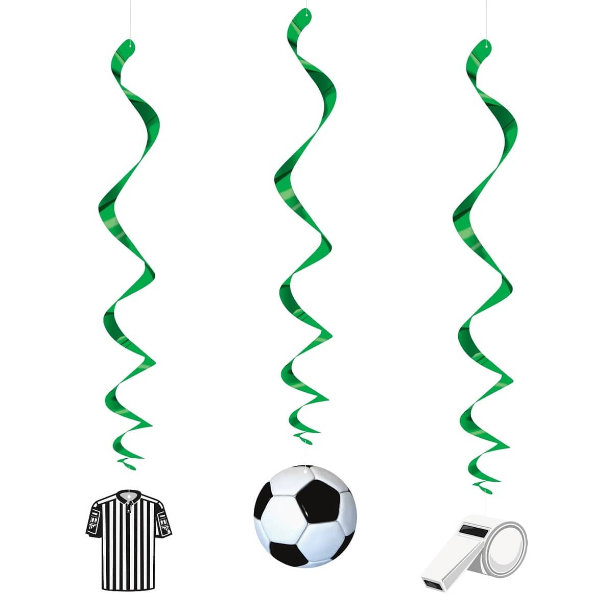 Soccer Ball Hanging Swirl Decorations 66CM (26") 3pk - Party Owls