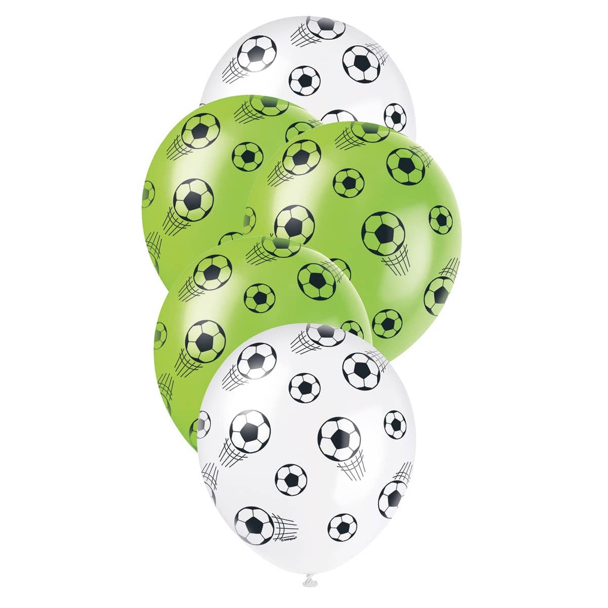 Soccer Ball Latex Balloons 30CM (12") 5pk Pearl Lime Green & White - Party Owls