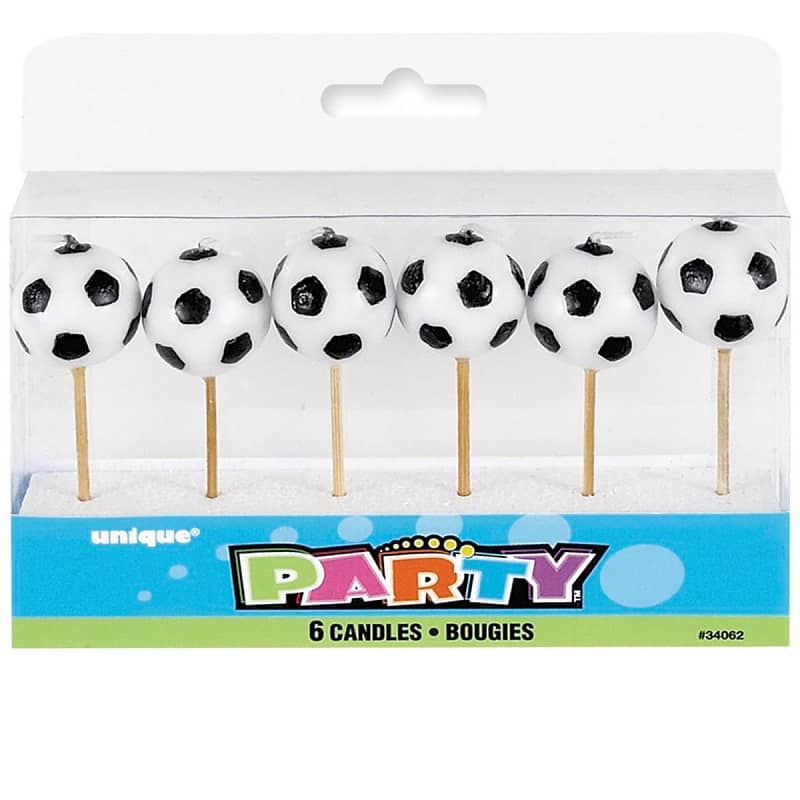 Soccer Ball Pick Candles 6pk - Party Owls