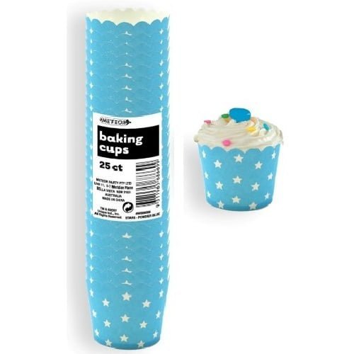 Star Powder Blue Paper Baking Cups 25pk 68669 - Party Owls