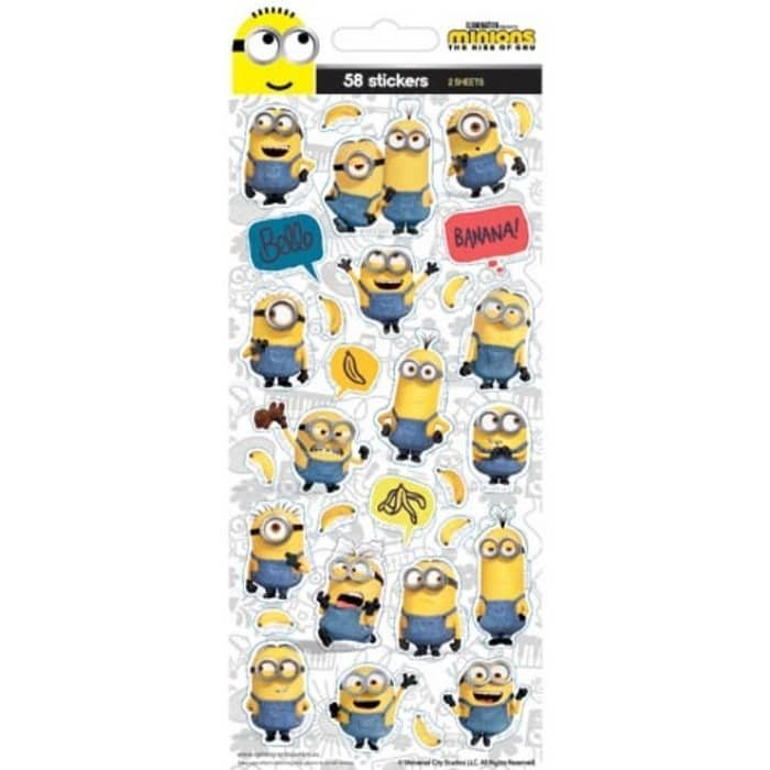 Minions Sticker Sheets 58pk Party Favour WEB6049 - Party Owls