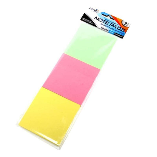 Sticky Notes 75mm 3pk (240 Sheets) Green Pink Yellow Colours Pads ...