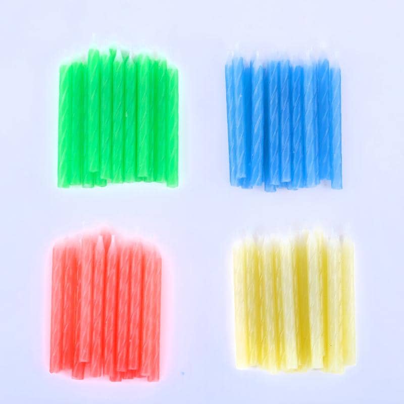Stripe Candles 6cm 60pk Assorted Colours - Party Owls