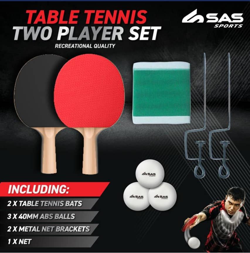 Tt Set Table Tennis Set (2 Bats 3 Balls 2 Metal Racks 1 Net) - Party Owls