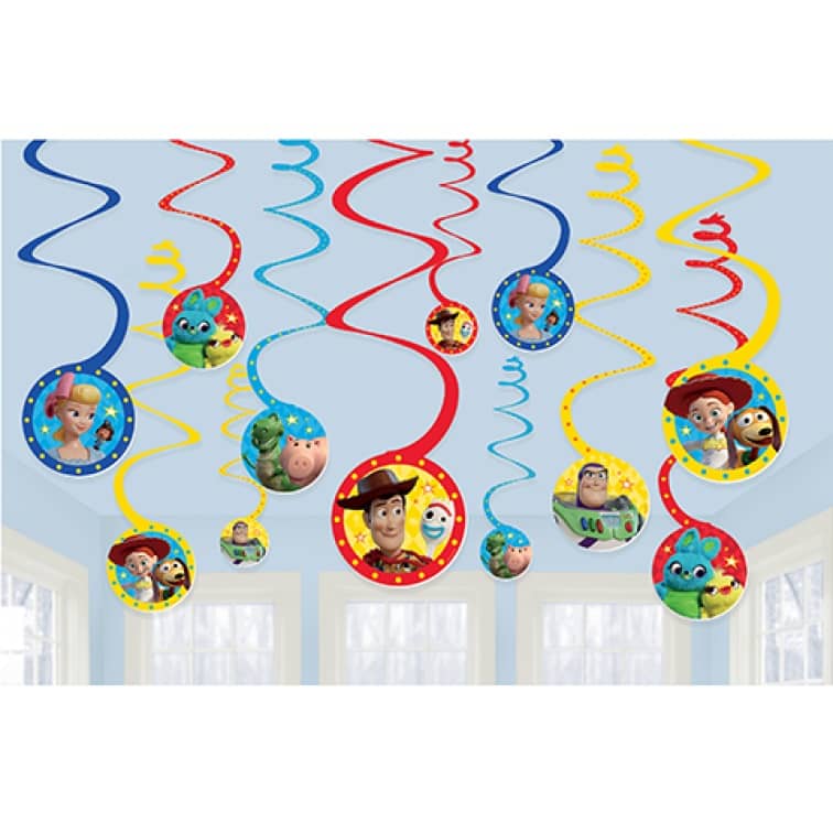 thumbnail image 2 of Toy Story 4 Swirl Hanging Decorations – Danglers For Boy’s Birthday Party (12-Pack-ish) 2 of 6