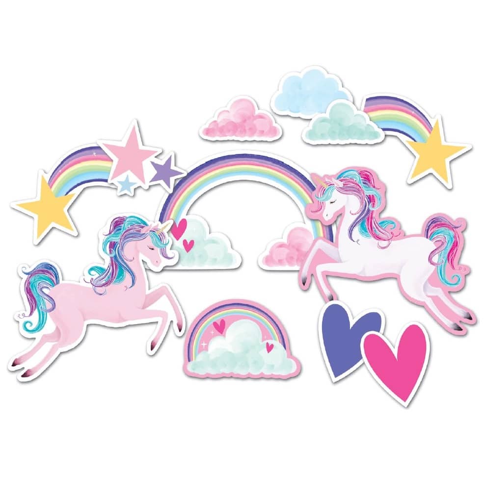 Unicorn And Rainbow Wall Decorations 12pk - Party Owls
