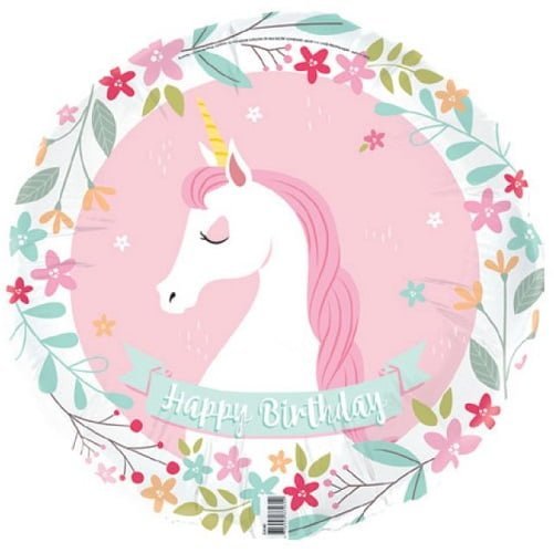 Unicorn Foil Balloon 45cm (18") Girls Happy Birthday E4140 - Party Owls