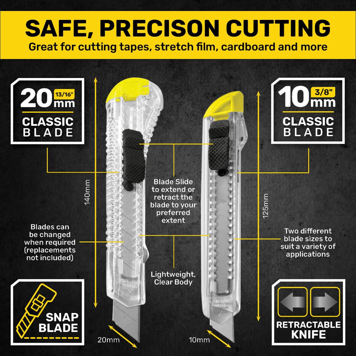 Utility Knives Set 6pk Clear Craft Box Cutters Tools - Party Owls
