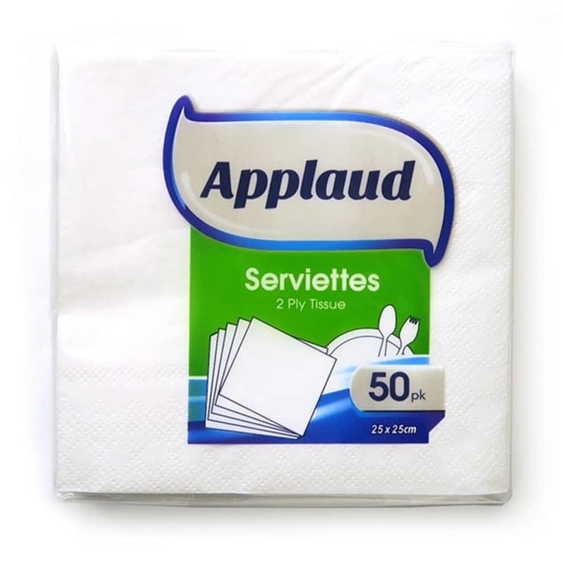 White Solid Colour Beverage Napkins 50pk Small Serviettes - Party Owls