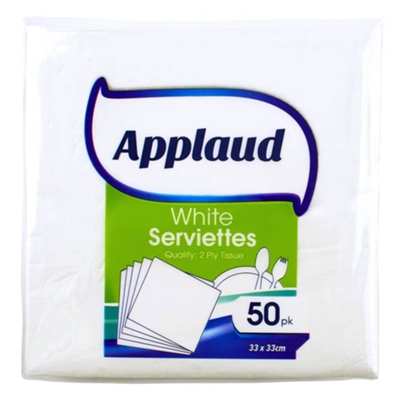 White Solid Colour Lunch Napkins 50pk Luncheon Serviettes - Party Owls